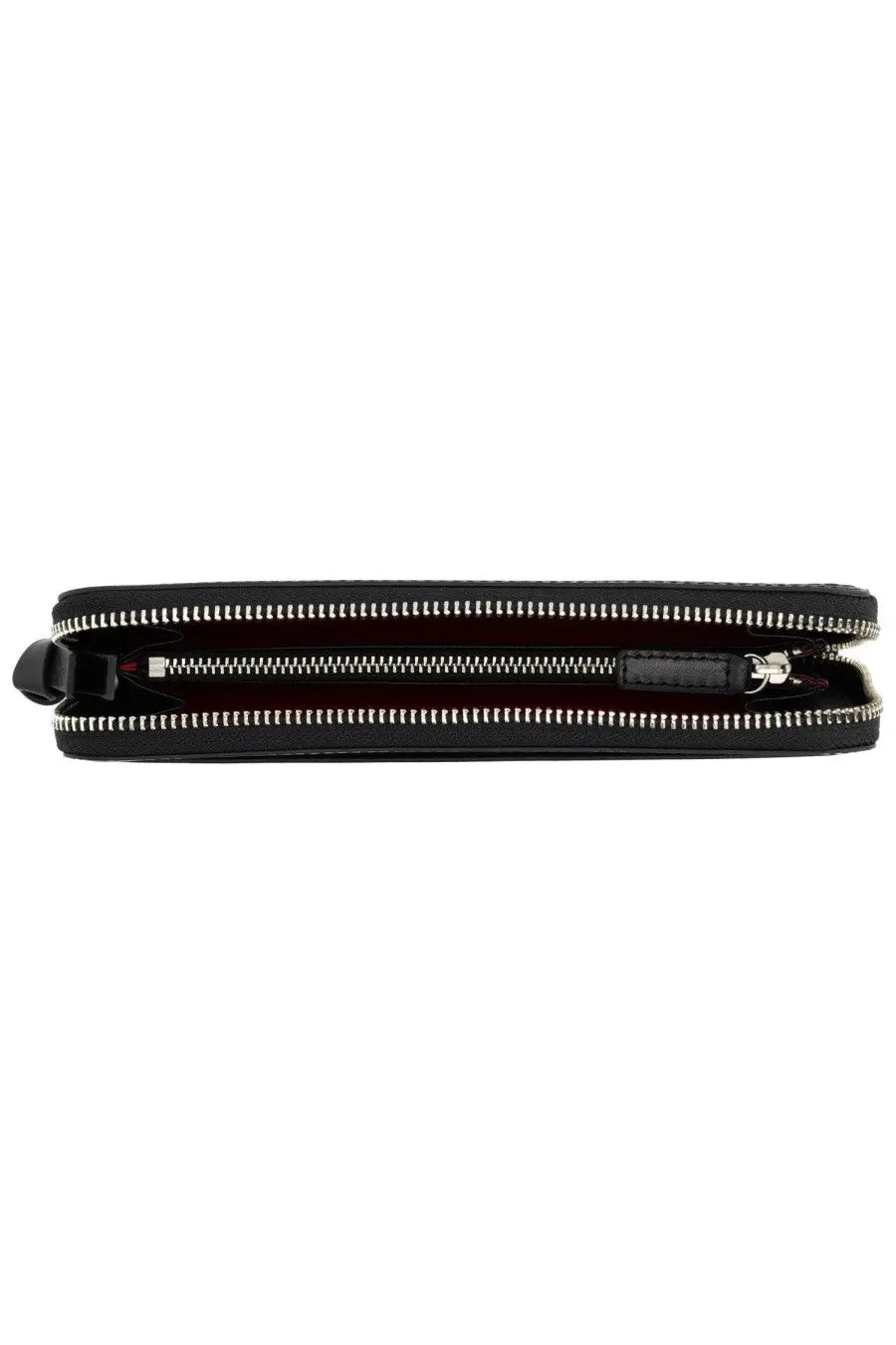 Vivienne Westwood women’s black leather wallet with dual zippers and silver toned metal hardware