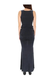 Vivienne westwood women’s liz long dress black sleeveless mermaid gown with fitted bodice and ruched waist detailing