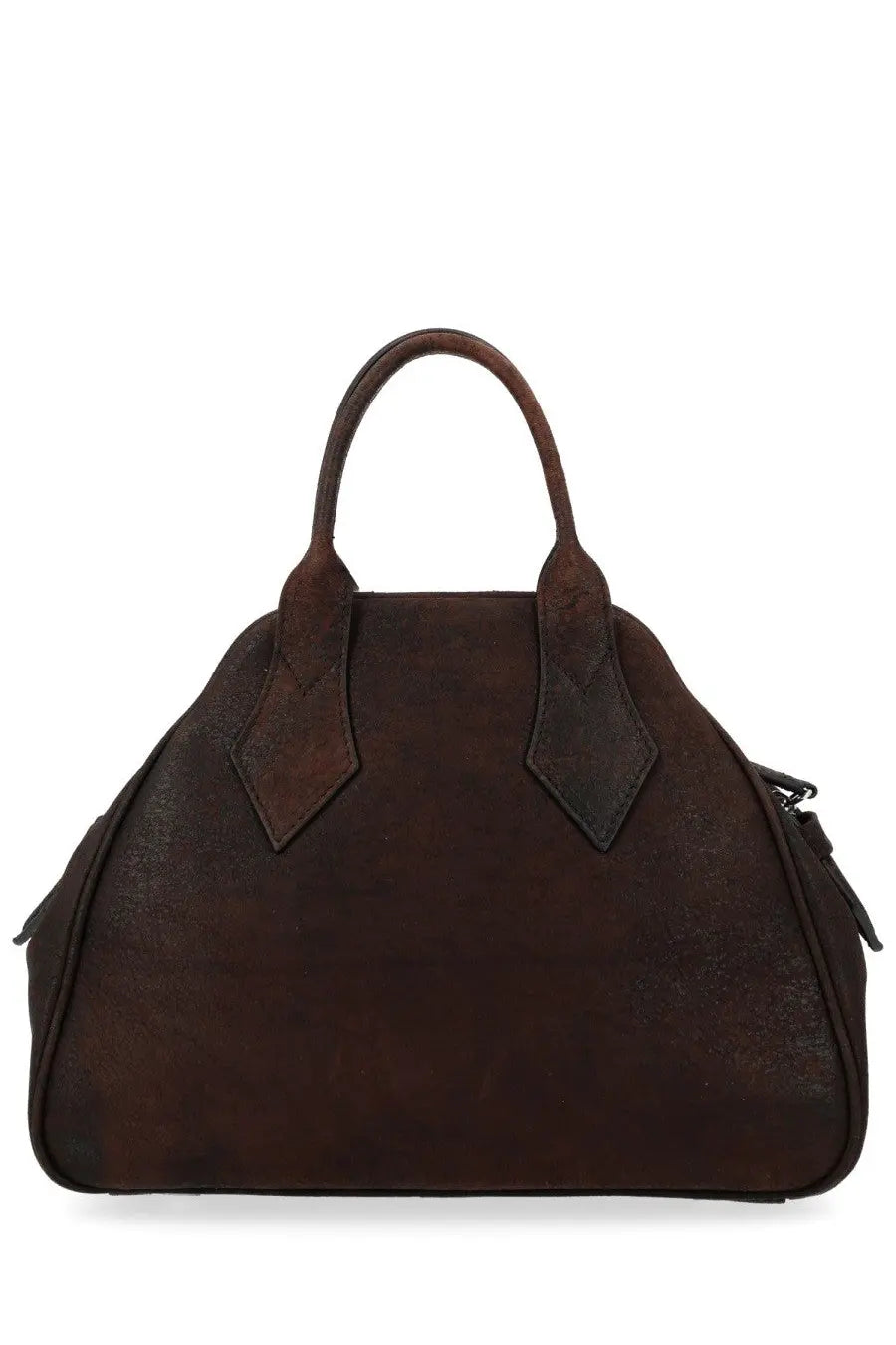 Vivienne Westwood women’s medium yasmine bag dark brown suede with rounded top and two sturdy handles