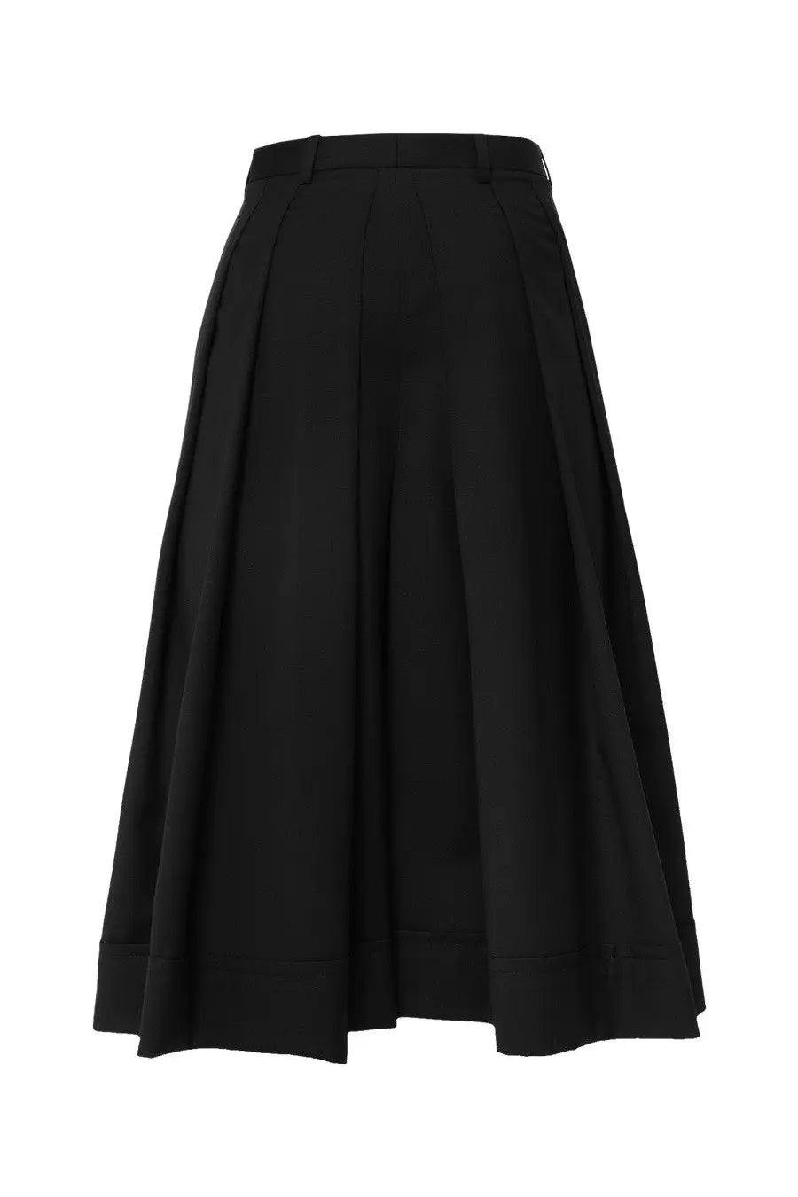 Vivienne Westwood women’s black midi skirt culottes with tailored waistband and structured pleated folds
