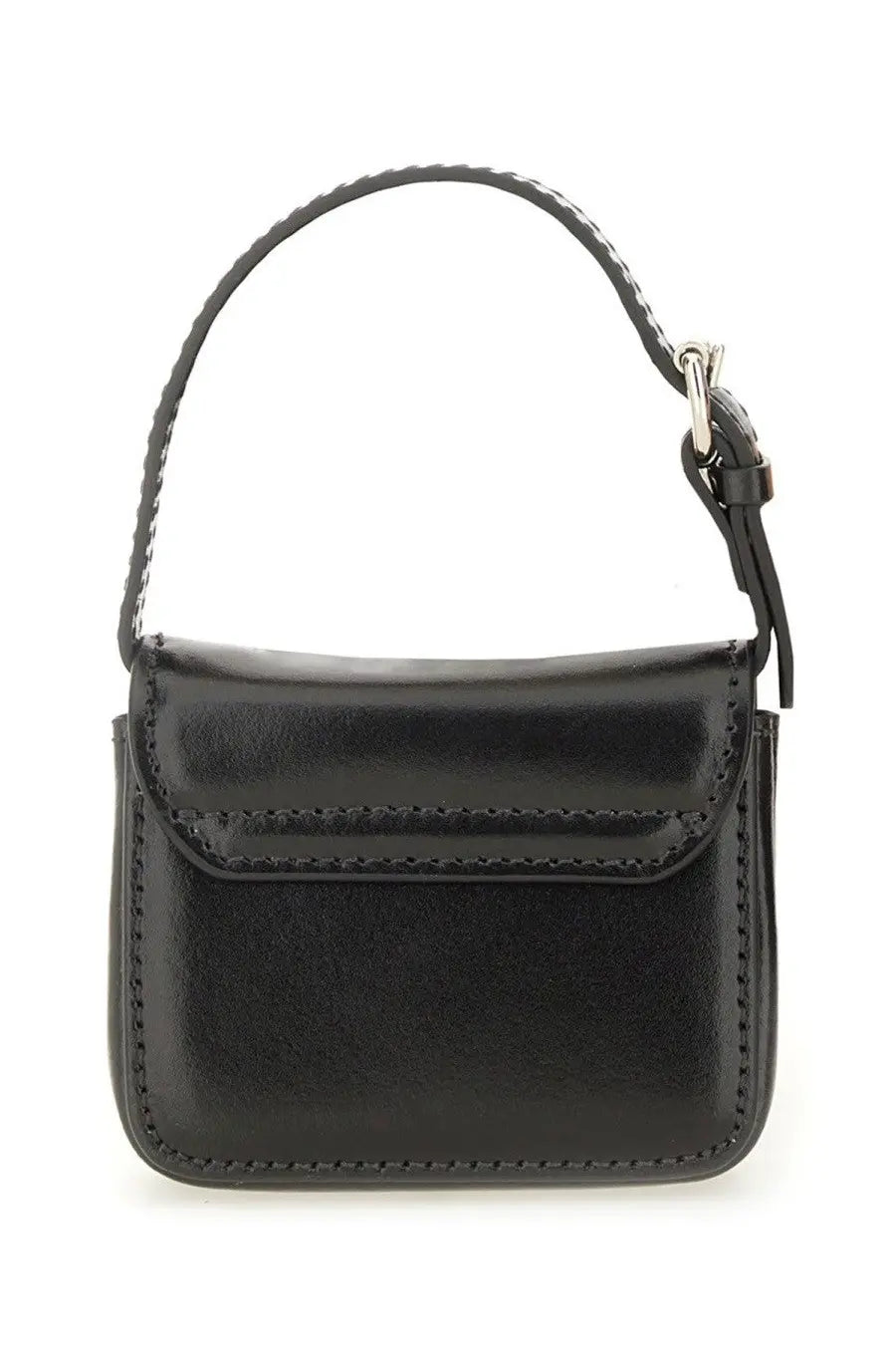 Vivienne Westwood women’s black leather mini handbag with braided handle and silver-toned hardware