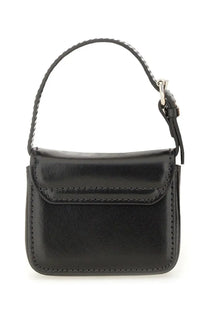 Vivienne Westwood women’s black leather mini handbag with braided handle and silver-toned hardware