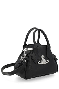 Vivienne Westwood women’s mini Yasmine bag in black textured leather with silver-tone hardware and orb logo