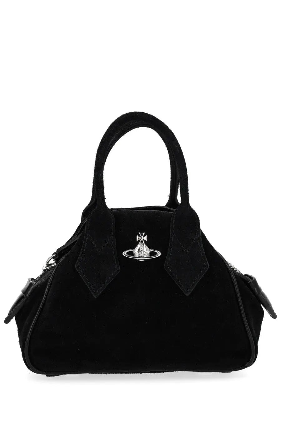 Vivienne westwood women’s mini yasmine bag black velvet handbag with silver orb logo emblem