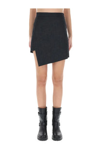 Vivienne westwood women’s miniskirt in infinity grey featuring black textured asymmetrical fabric with angled hemline