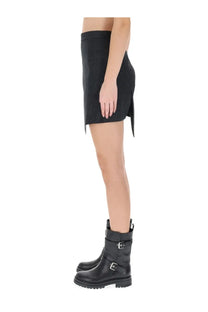 Vivienne Westwood women’s black mini skirt with side slit and tapered hemline in infinity grey fabric