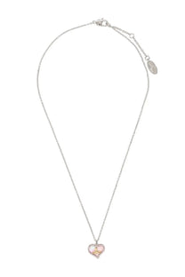 Vivienne Westwood womens necklace gold featuring a delicate silver chain with a pink enamel heart pendant and gold-tone logo