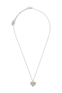 Vivienne Westwood women’s gold necklace featuring a silver heart-shaped pendant with delicate chain and clasp tag