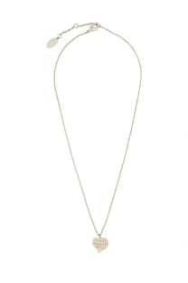 Vivienne Westwood women’s gold necklace with a silver heart-shaped pendant and delicate engraved chain