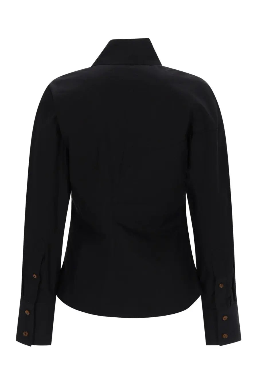 Vivienne Westwood women’s nice shirt black long-sleeved button-up with stand collar and brown buttons