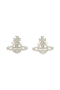 Vivienne Westwood women’s silver stud earrings featuring planet design with embedded crystals in silver tone