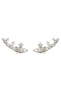 Vivienne Westwood women’s orecchini candy silver ear clips with celestial design crosses and embedded crystals