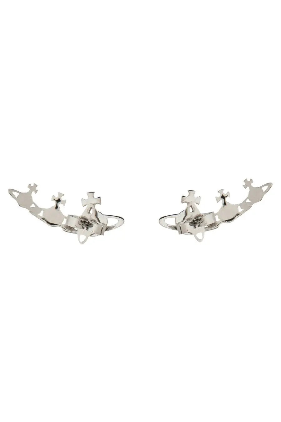 Vivienne Westwood women’s orecchini candy silver ear cuffs in silver metal with celestial crosses and planetary motifs