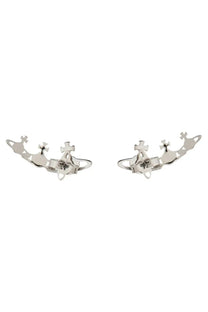 Vivienne Westwood women’s orecchini candy silver ear cuffs in silver metal with celestial crosses and planetary motifs