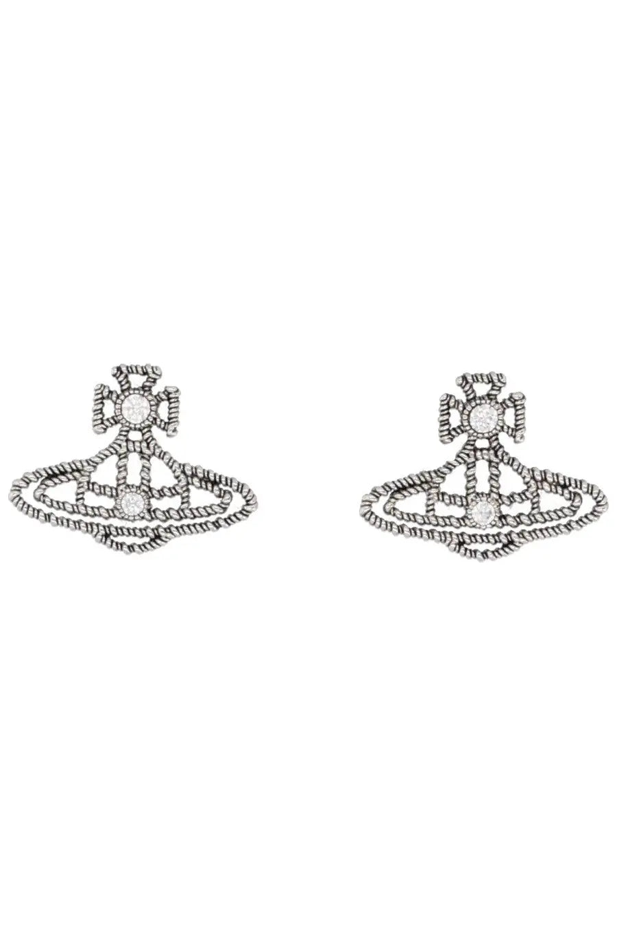 Vivienne westwood women’s orecchini coretta silver earrings with silver-toned woven wire and clear crystals orbital design