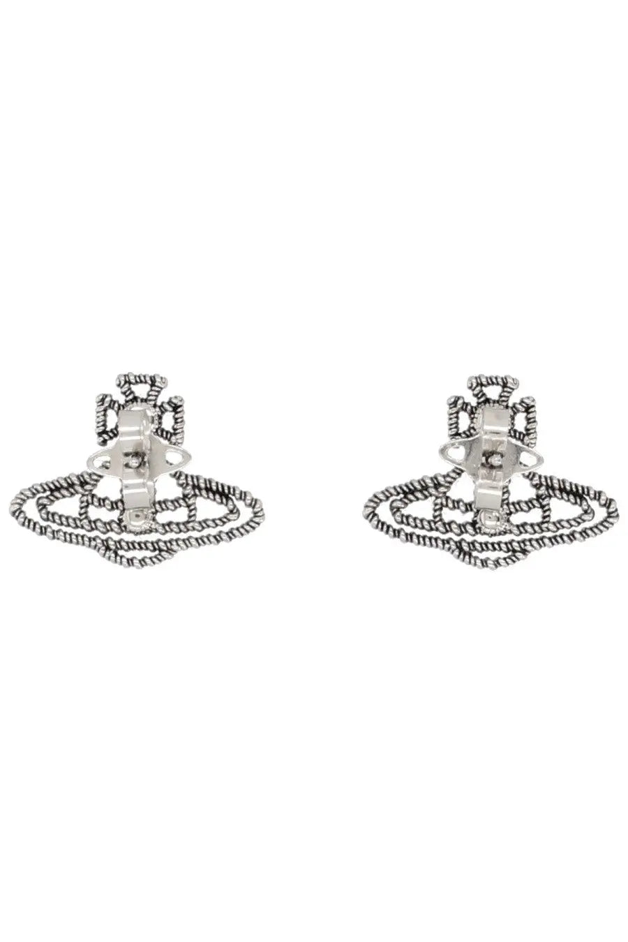 Vivienne westwood women’s orecchini coretta silver wire-wrapped orb earrings with twisted rope design and central cross motif