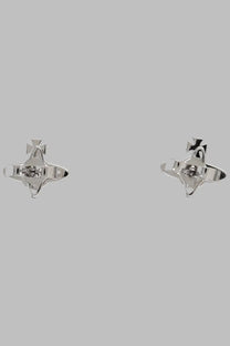 Vivienne westwood women’s orecchini farah con orb silver stud earrings with silver metallic four-pointed star design and central gemstone