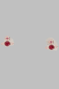 Vivienne westwood women’s rose gold orecchini earrings with central red gemstone pavé details and cross accent