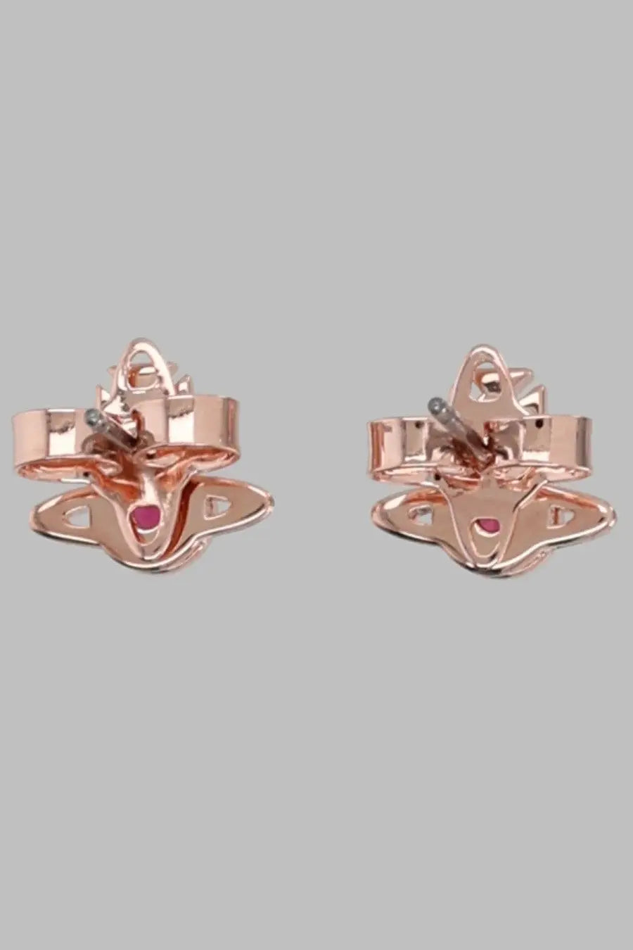 Vivienne westwood women’s rose gold fox-shaped stud earrings with red gemstone center orecchini london orb blue