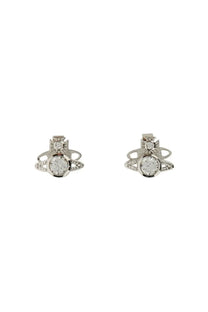 Vivienne westwood womens silver earrings featuring a central round diamond with smaller diamonds and an intricate cross design