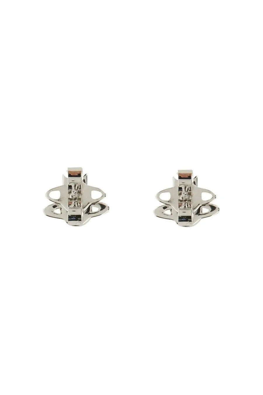 Vivienne westwood women’s orecchini london orb gold silver metallic stud earrings with interlocking rings and central rectangular element