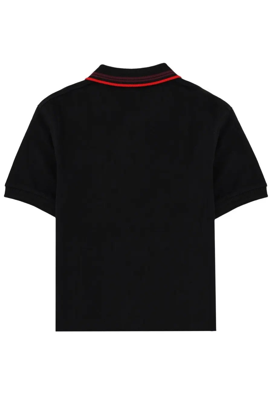 Vivienne Westwood women’s black polo shirt with short sleeves and red dark striped collar trim made of cotton