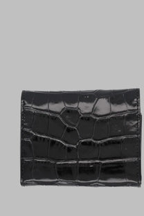 Vivienne westwood women’s portafoglio orb clasp black wallet in glossy black crocodile-embossed leather