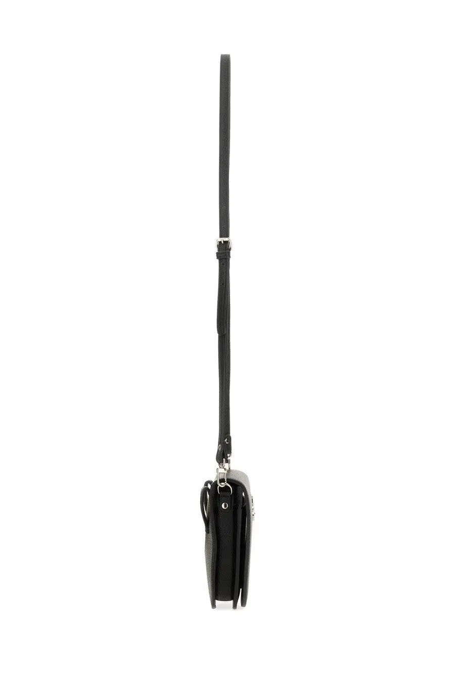 Vivienne westwood women’s black leather crossbody bag with minimalist design and silver-toned hardware