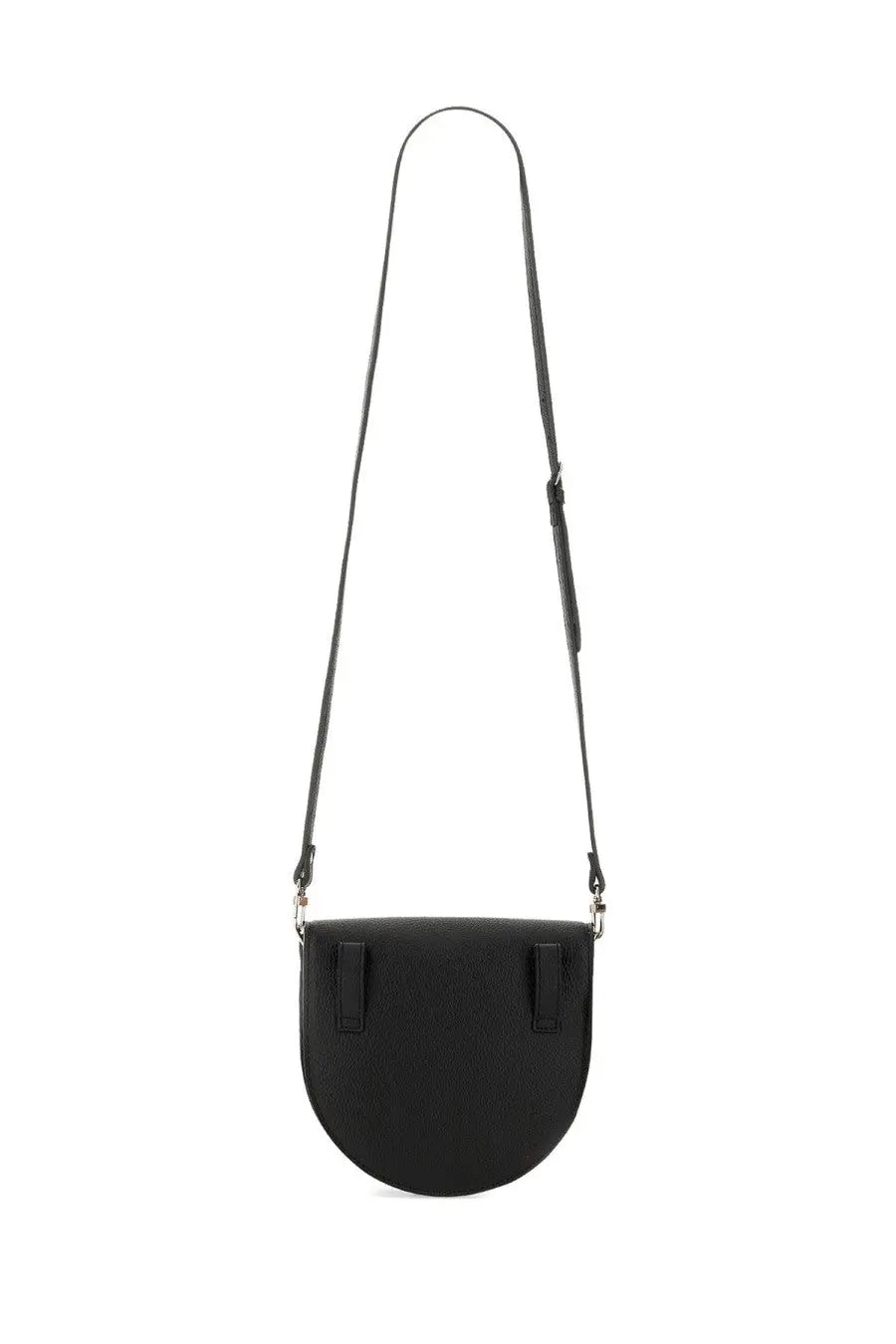 Vivienne westwood women’s black leather shoulder bag saddle with curved silhouette and adjustable strap