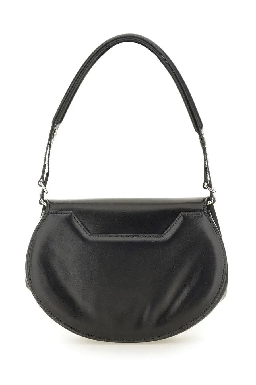 Vivienne Westwood women’s shoulder bag sadie black patent leather with sleek curved silhouette and matching strap