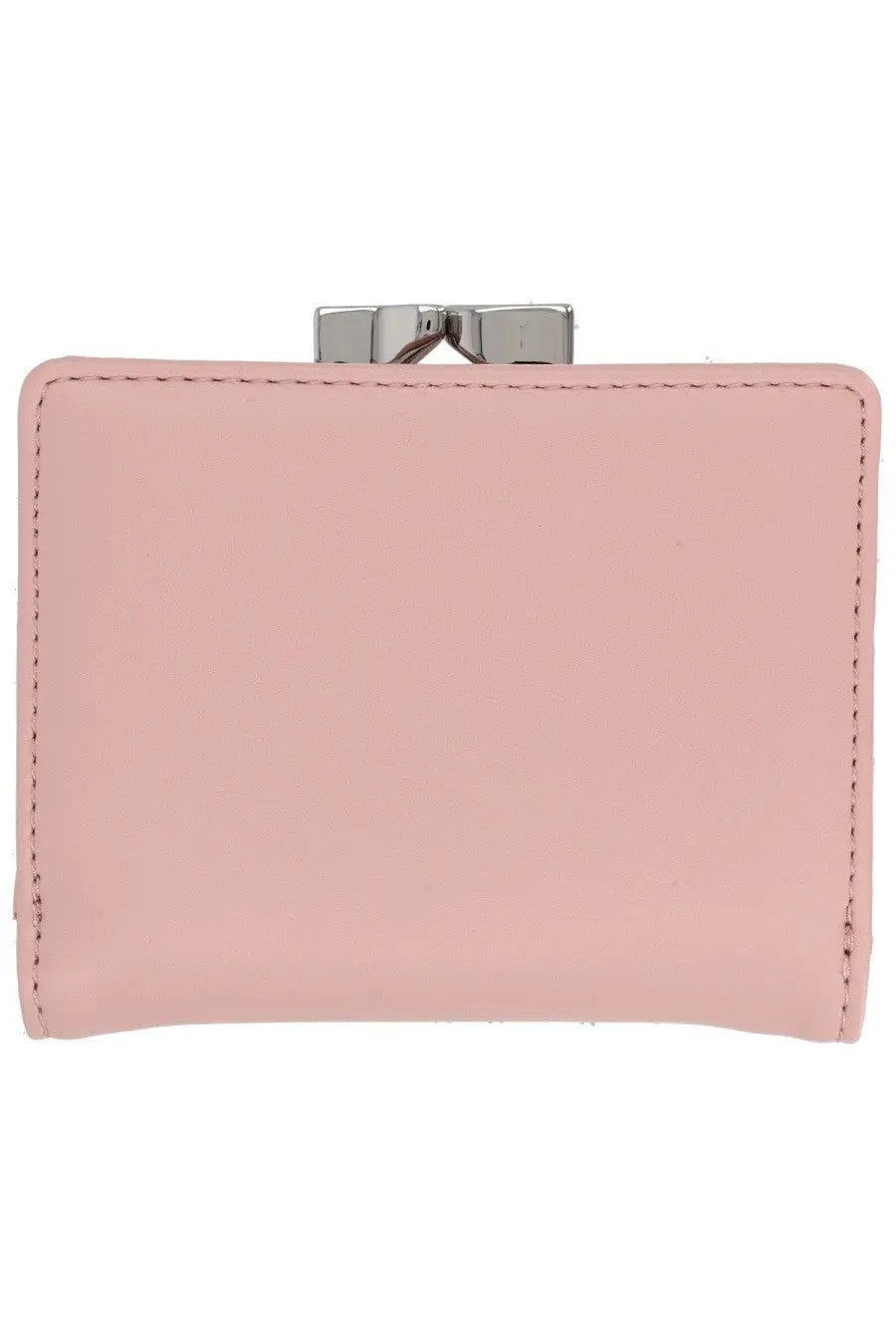 Vivienne Westwood women’s small frame portfolio blue clutch in pale pink leather with silver-toned clasp