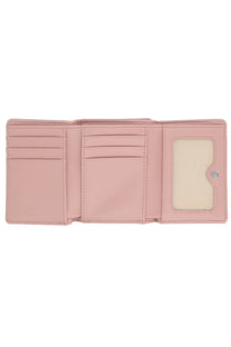 Vivienne westwood women’s small frame portfolio blue soft pink leather trifold wallet with card slots and clear id window