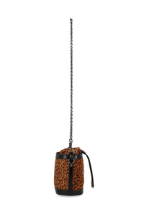 Vivienne westwood women’s small kitty bucket bag with leopard print, black leather trim, and chain strap