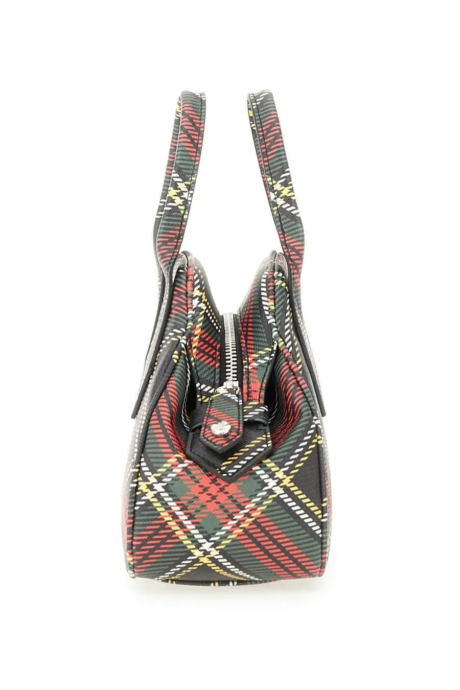 Vivienne westwood women’s small yasmine bag in black red and yellow plaid with silver zipper pull