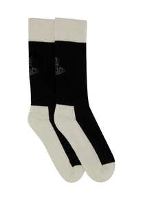 Vivienne westwood women’s black and white crew socks with subtle embroidered logo on the side