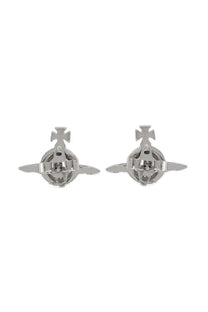 Vivienne Westwood women’s solid orb silver earrings with circular design crossed wings and central cross motif