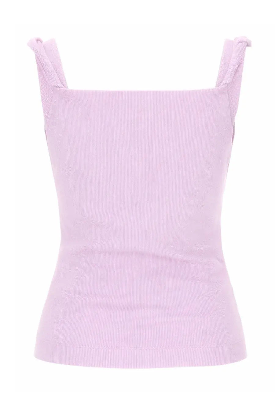 Vivienne Westwood women’s top Anna blue soft lavender ribbed knit with tied shoulder straps