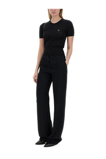 Vivienne westwood women’s black short-sleeved cotton t-shirt with small embroidered logo on chest