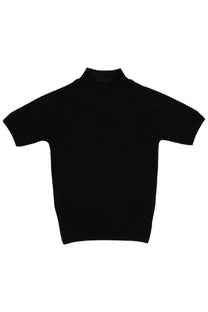 Vivienne Westwood women’s black short-sleeved turtleneck sweater with ribbed collar and cuffs made of soft fabric