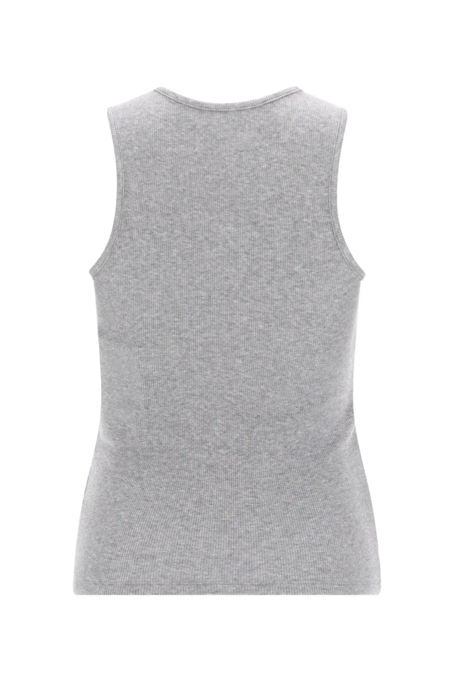 Vivienne Westwood women’s heather gray ribbed knit sleeveless top with rounded neckline in grey