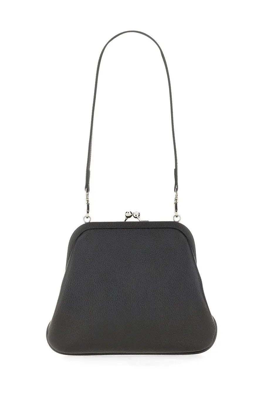 Black leather vivienne westwood women’s viviennes clutch with silver-toned clasp and slender shoulder strap