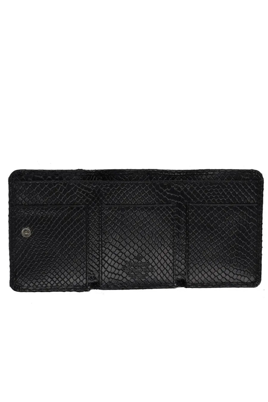 Vivienne Westwood women’s wallet black with textured snake-skin patterned surface in leather material