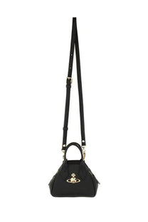 Vivienne Westwood women’s black leather yasmine mini bag with gold-tone hardware and distinctive cat logo on front