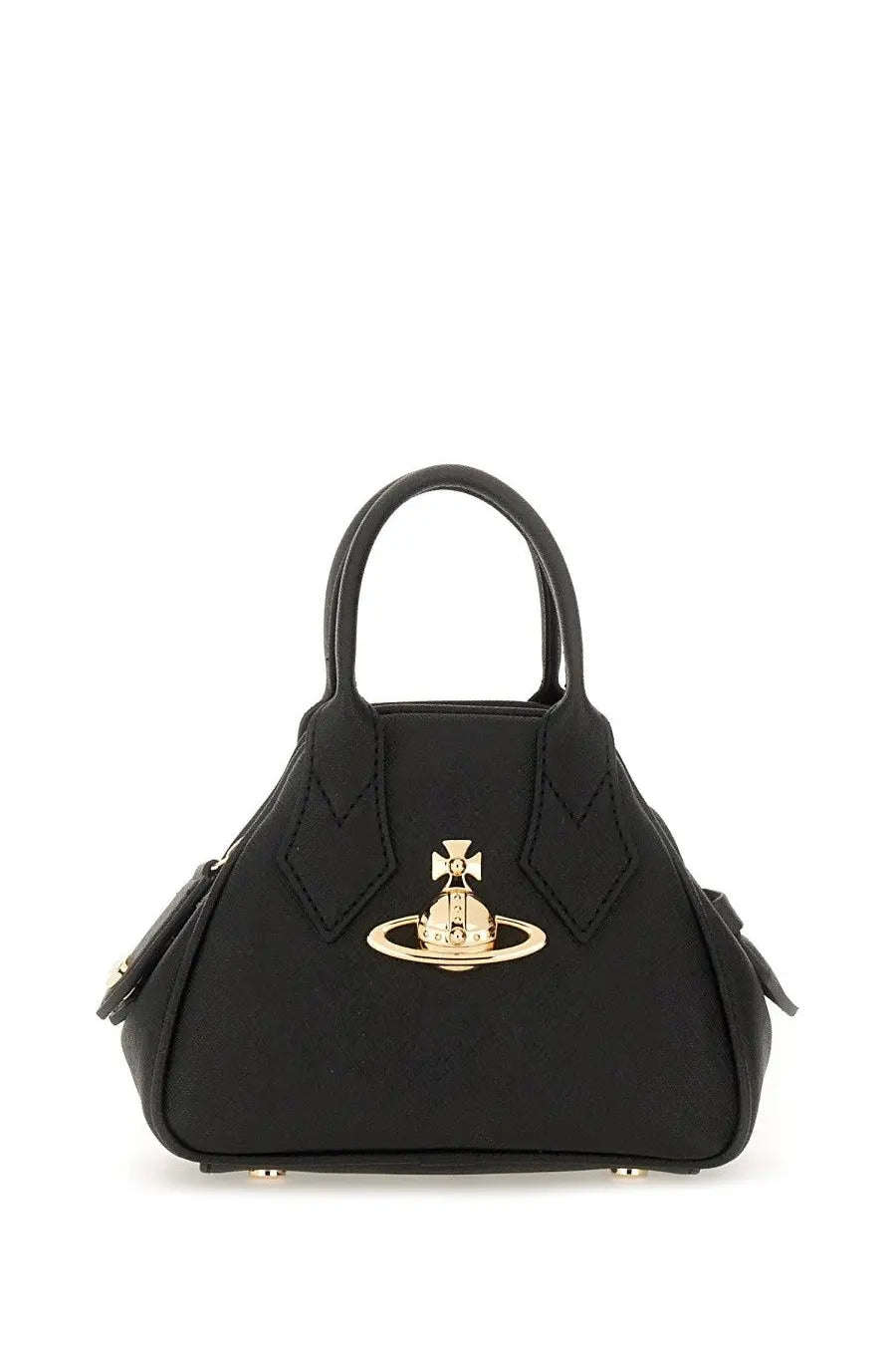 Black leather Vivienne Westwood Yasmine mini bag with gold-tone orb logo clasp for women