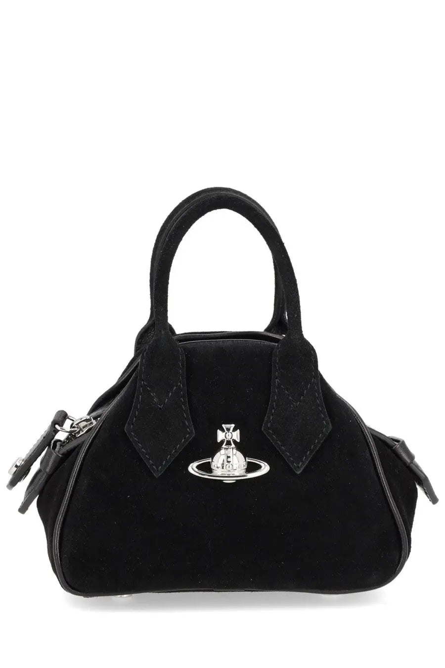 Vivienne westwood women’s yasmine mini bag in black suede with silver-toned orb logo emblem