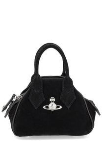 Vivienne westwood women’s yasmine mini bag in black suede with silver-toned orb logo emblem