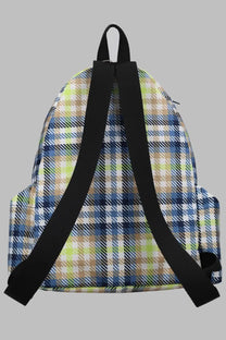 Vivienne Westwood women’s zaino George medium plaid backpack with black straps in blue green beige and white patterns