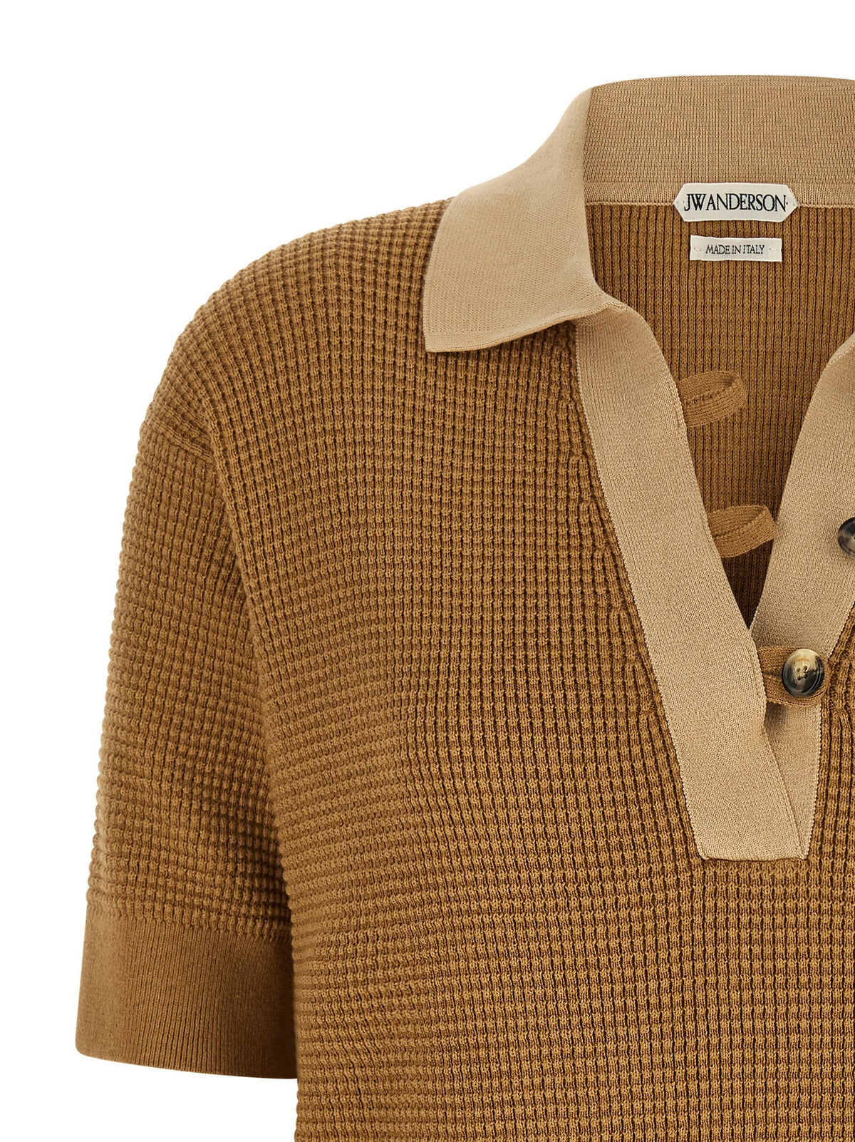 JW Anderson Waffle Stitch Polo Shirt Beige, view 3