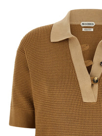 JW Anderson Waffle Stitch Polo Shirt Beige, view 3