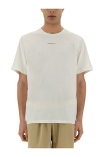 Wales Bonner men’s original white cotton t-shirt with a minimalist off-white design and subtle gold embroidered logo